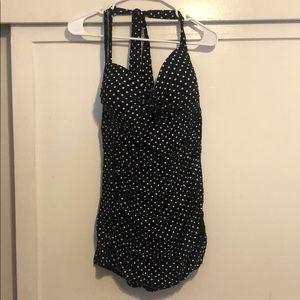 XL Black and White Polka Dot One Piece Swimsuit